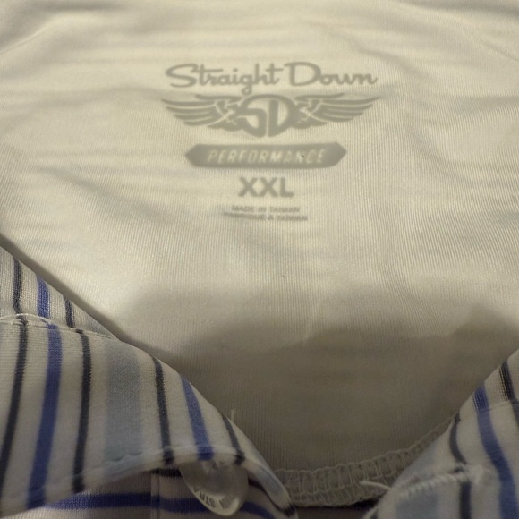Classic Men's Polo Shirt - White and Blue Stripes - Picture 2 of 2